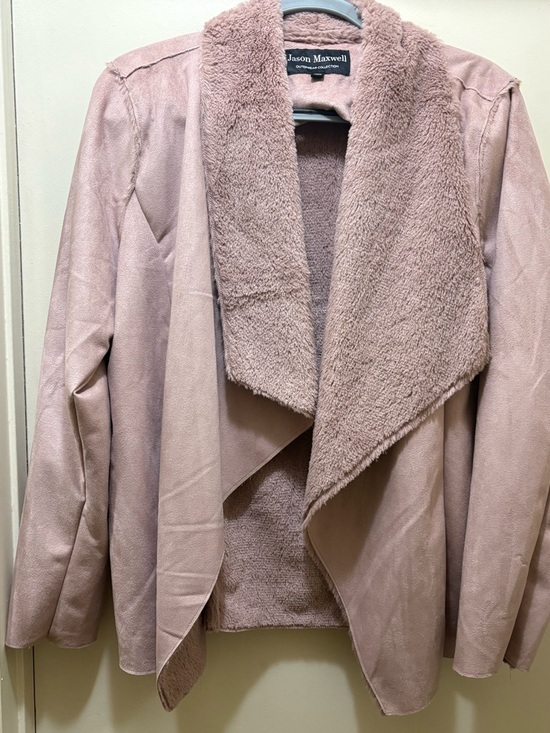 jason maxwell Jackets & Blazers - jason maxwell Dusty Rose Teddy Draped Jacket